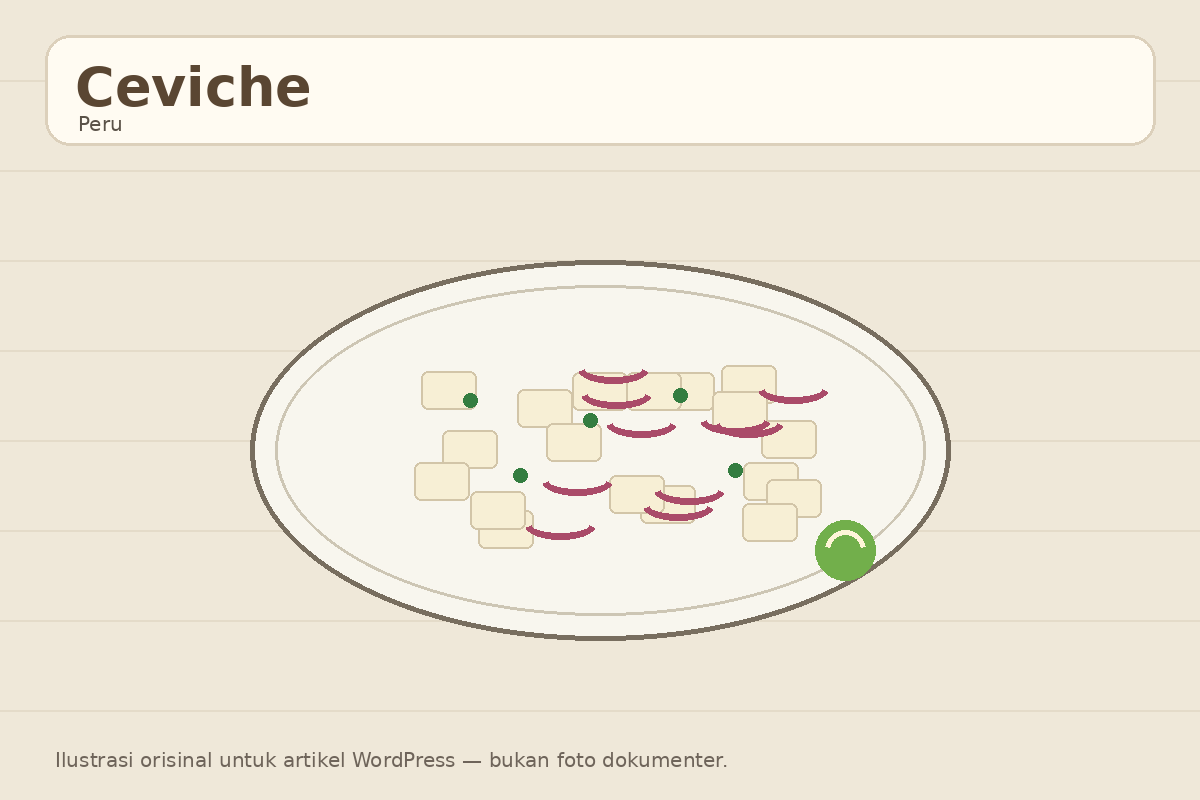 Ilustrasi ceviche khas Peru