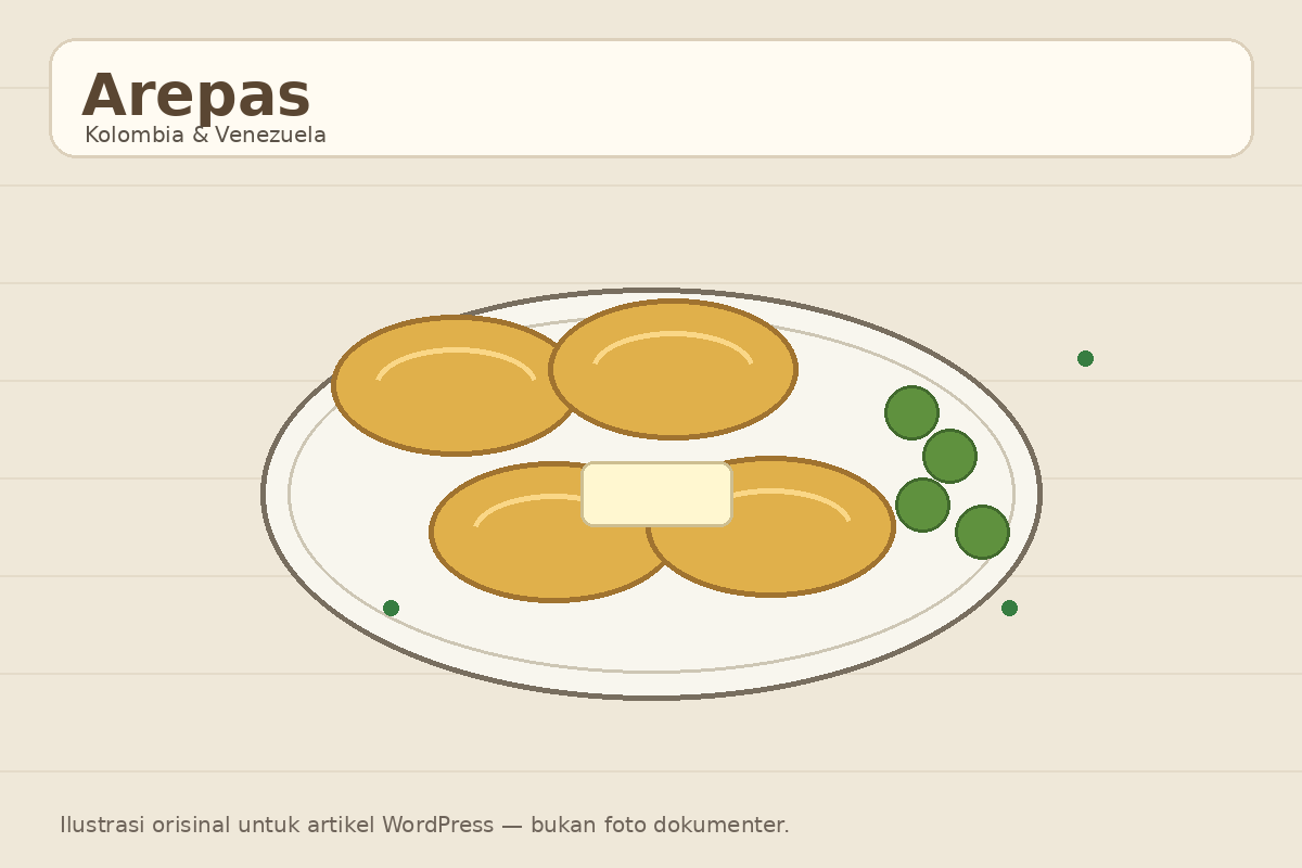 Ilustrasi arepas khas Kolombia dan Venezuela