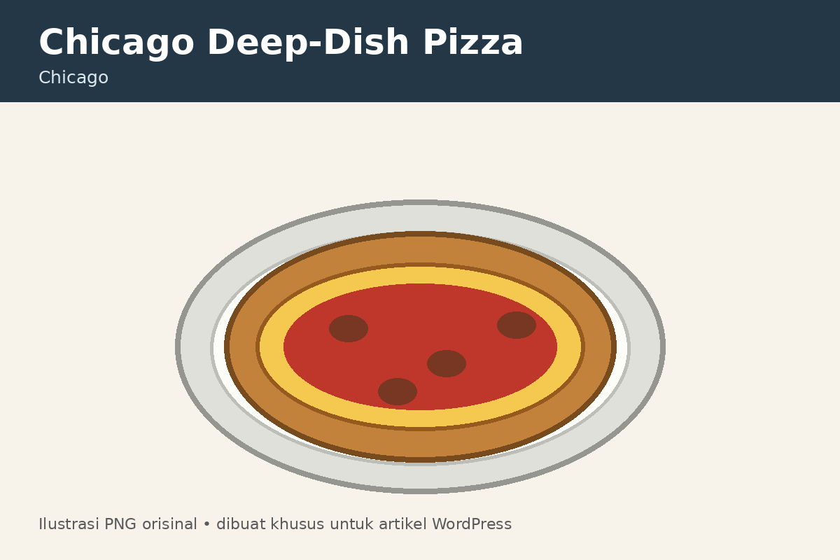 Ilustrasi Chicago deep-dish pizza