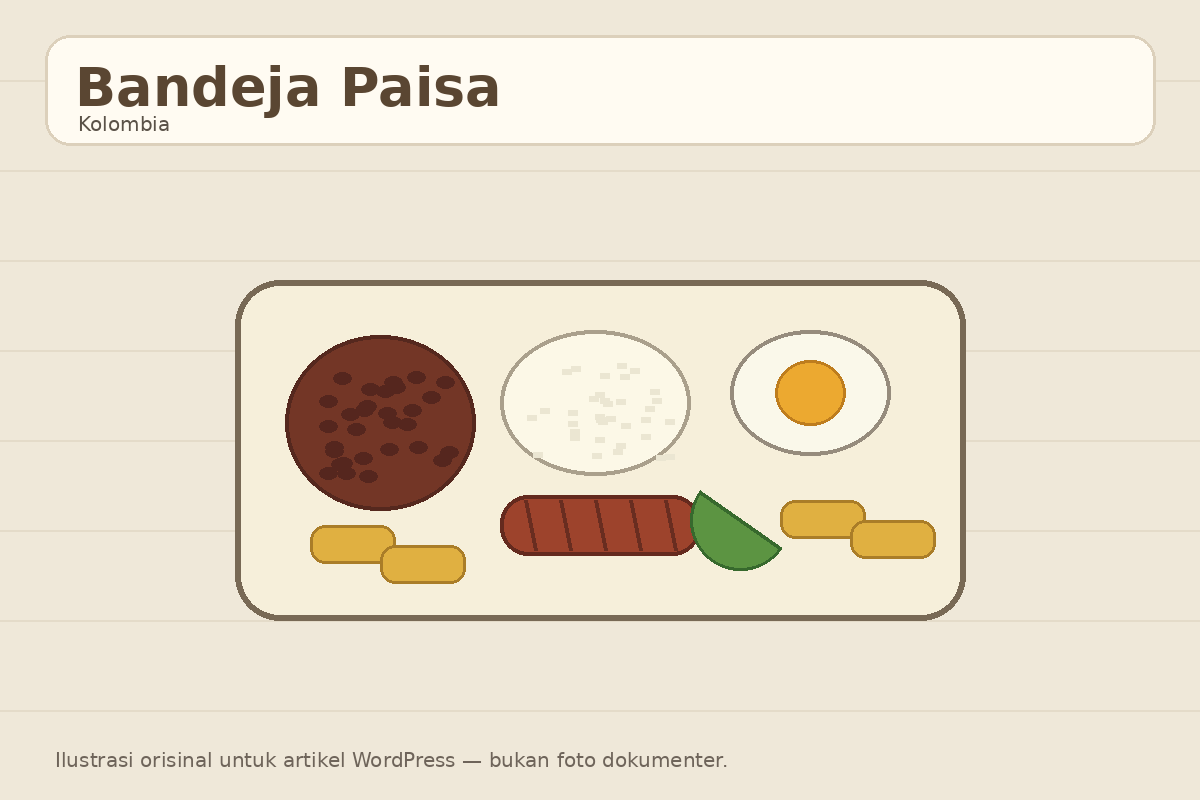 Ilustrasi bandeja paisa khas Kolombia