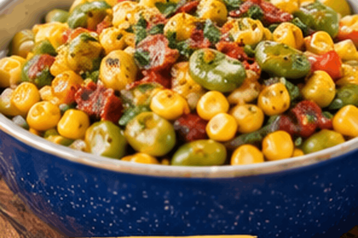 Ilustrasi succotash dengan jagung dan kacang