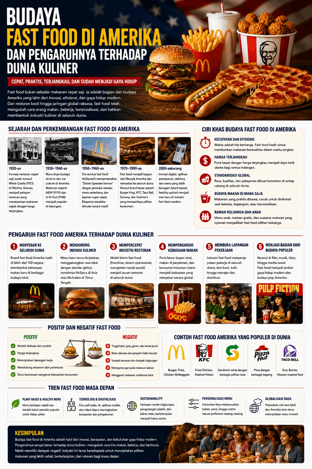 Infografik budaya fast food di Amerika dan pengaruhnya terhadap dunia kuliner