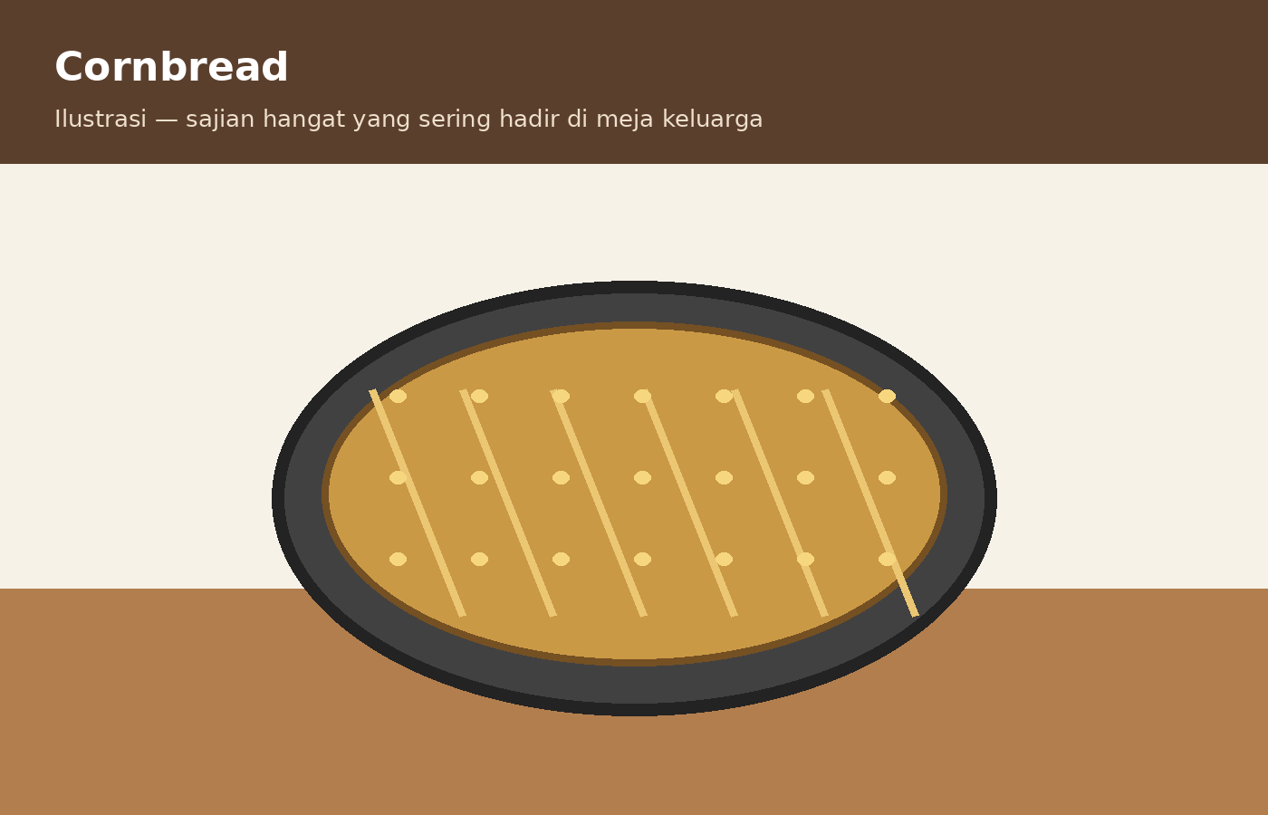Ilustrasi cornbread dalam wajan