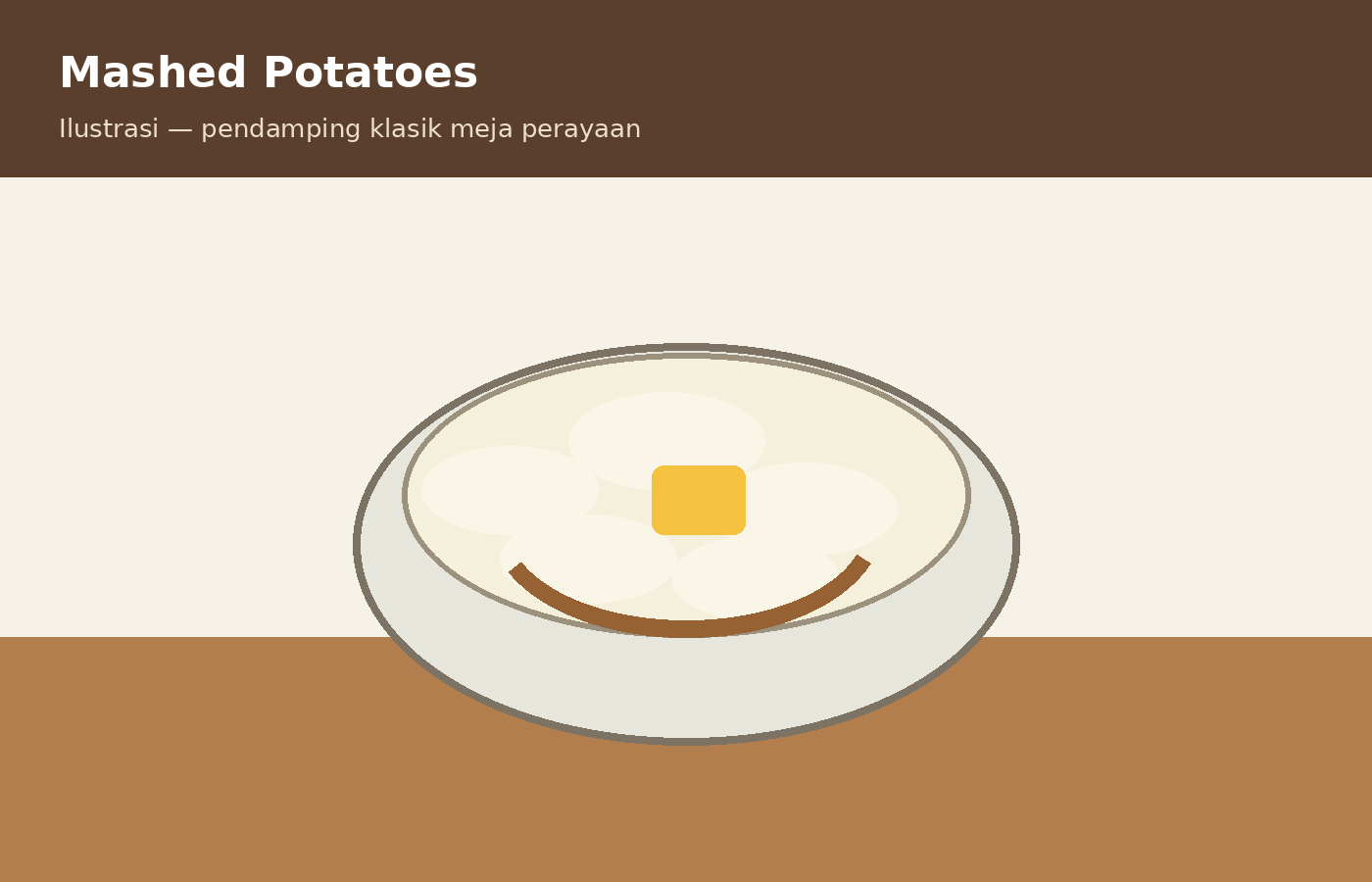 Ilustrasi mashed potatoes atau kentang tumbuk