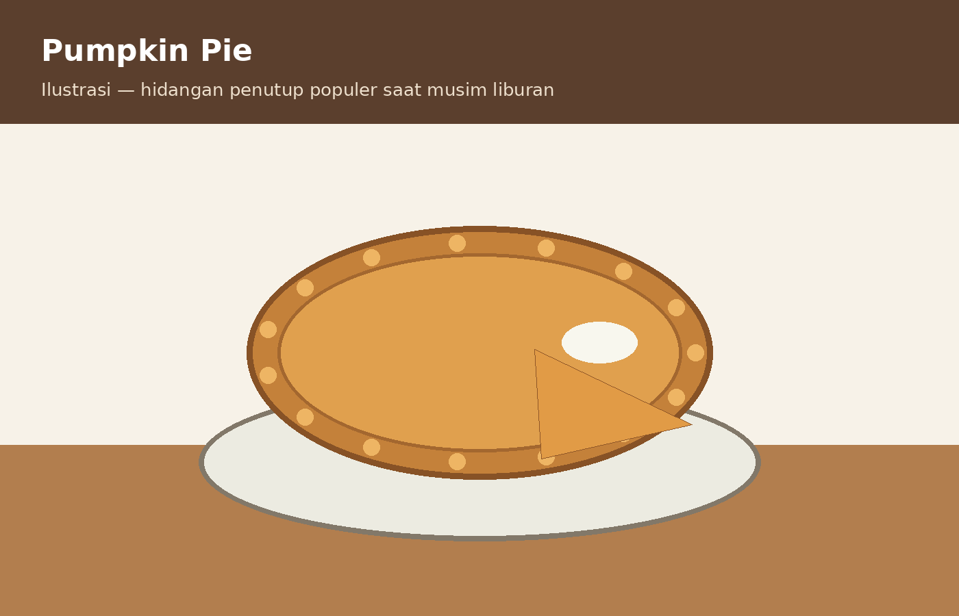 Ilustrasi pumpkin pie untuk perayaan keluarga Amerika